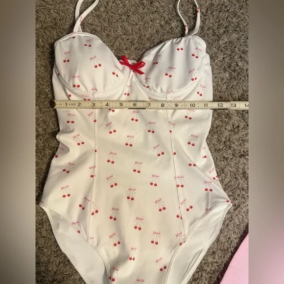 LoveShackFancy Veranda Mina One Piece | Cherry Bow Print | Dustbag | NWT | S - Picture 4 of 15